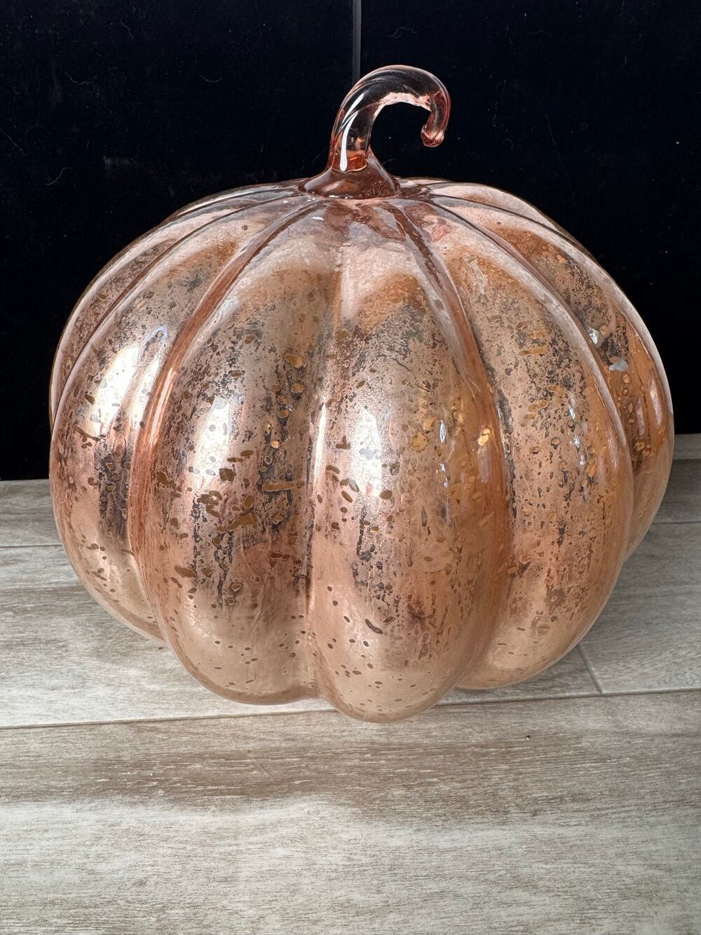 Pumpkin Mercury Glass Halloween Accent Light Up Large Rose Gold Autumn Decor